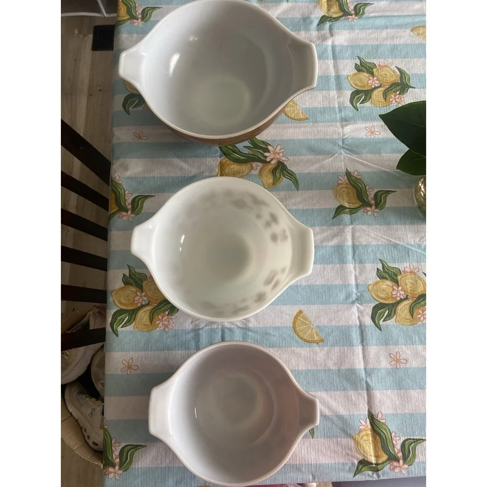 Vintage Pyrex Early American Nesting Cinderella Bowls Mid Century Set Of 3